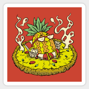 Cute Pineapple on Pizza Cartoon Sticker